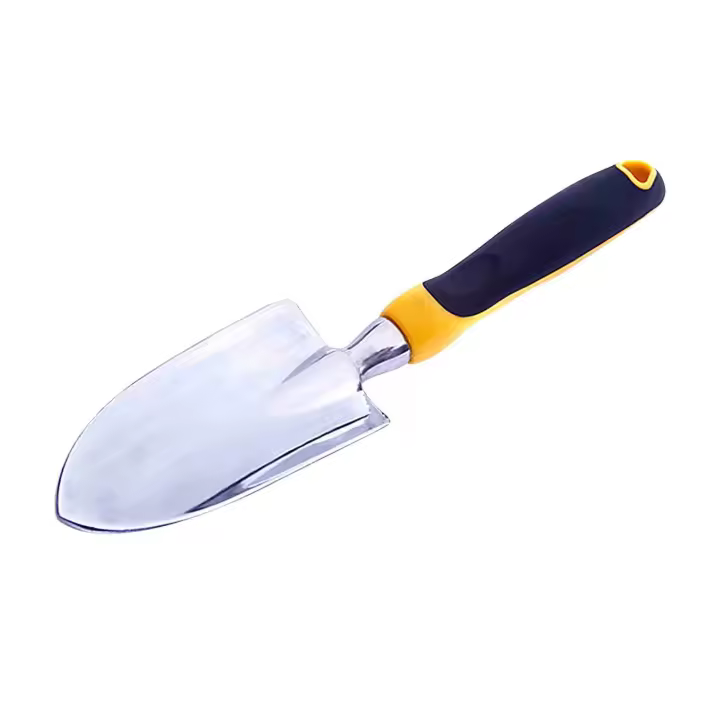Pala de jardín de acero inoxidable, herramienta manual pequeña para cavar y plantar, resistente a la oxidación, con mango de goma suave y marca de profundidad. - 1
