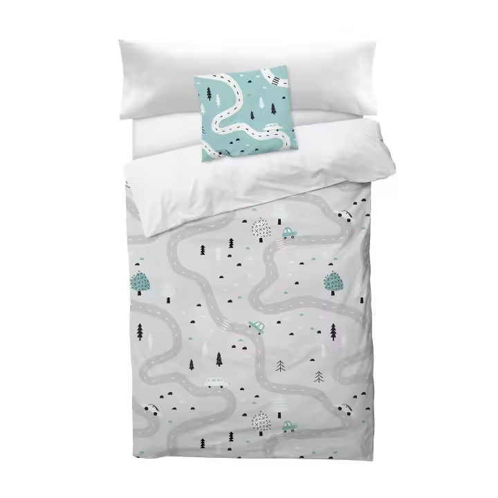 BOHEME - Funda Nórdica Infantil 100% Algodón Road Grey 155X220 | Suavidad y Estilo - 1