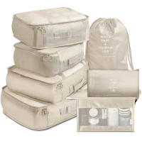 Set De 7 Bolsas Plegables Para Viaje Organizador De Almacenamiento Cubo De Ropa Y Zapatos Para Maleta Estándar Material De Poliéster - details 0
