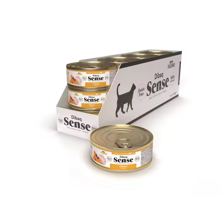 Dibaq Sense Cat, comida húmeda, gato, pollo con papaya, sin cereales, pack 12 uds x 70 gr - 1