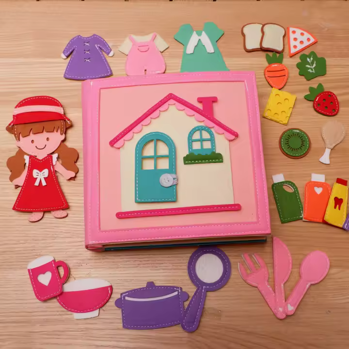Libro Ocupado Montessori Para Niñas Juguetes De Actividades Diarias En Casa Libro De Historia Para Niños Con Autismo Libro Sensorial De Tela Regalo Para Niñas - 1