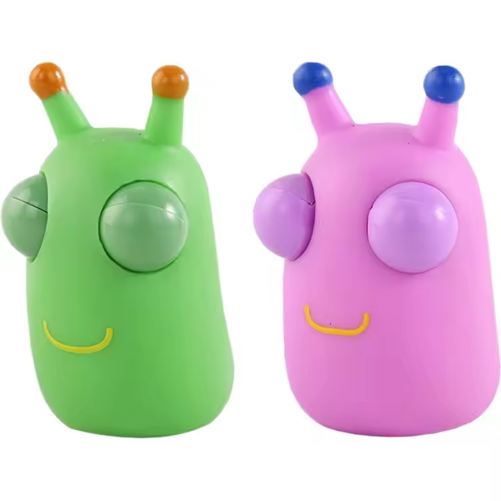 juguetes antiestrés de gusano verde, insectos y vegetales con ojos saltones, juguetes para apretar, populares juguetes antiestrés de insectos, pelotas antiestrés para adultos y niños. - 1