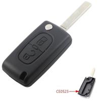 BARAC Llave Mando Carcasa de 2 Botones CE0523 VA2 liso para Peugeot 206 107 307 308 407 807 para llavero con insignia - details 1