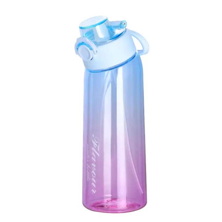 Botella de aire de 900 ml, con cápsulas de varios sabores, libre de BPA, material Tritan, botella de agua deportiva, color negro - 1