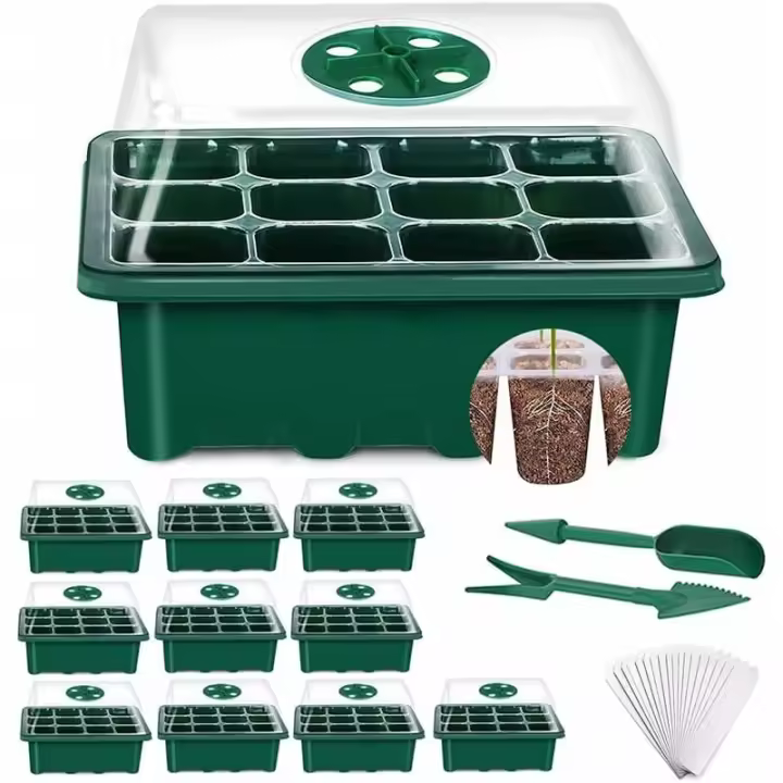 Mini Invernadero para Plantas, 10 Piezas con 120 Celdas, Bandeja para Plántulas con Tapa y Ventilación - 1