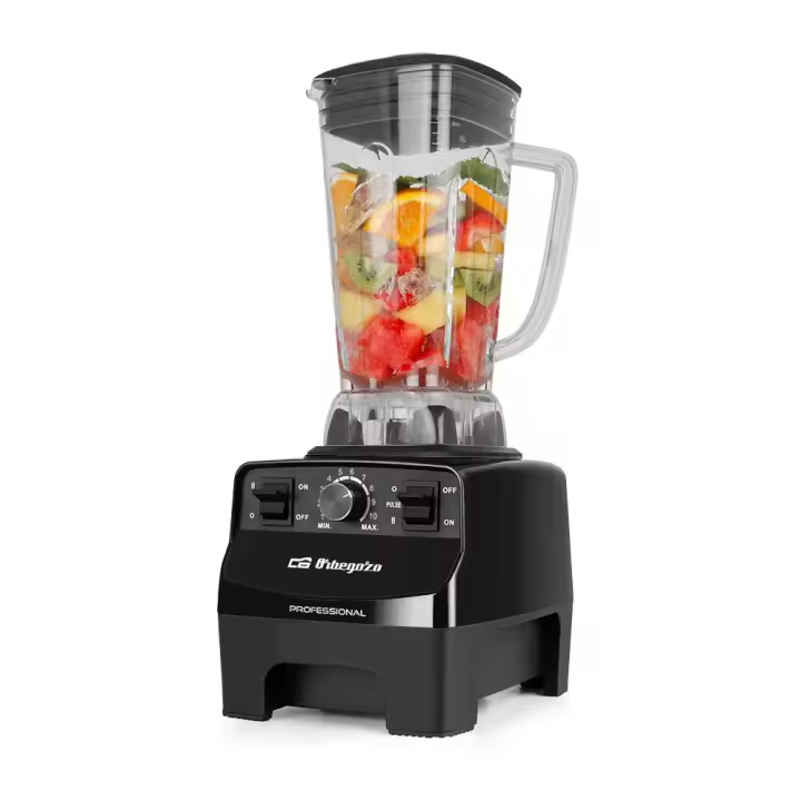 Orbegozo batidora de vaso profesional BV 9650 A, motor profesional AC de alto rendimiento, vaso de tritán libre de BPA, 2 litros de capacidad, pica hielo, cuchilla 8 puntas acero inoxidable, función turbo, 1500 W - 1