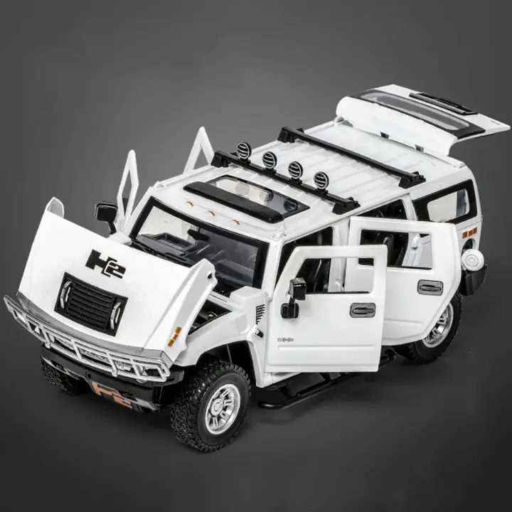 Modelo De Coche De Aleación Hummer H2 a Escala 1:24 Con Luz Y Sonido Vehículo De Tierra Para Niños Colección Juguete Con Función De Retroceso - 1