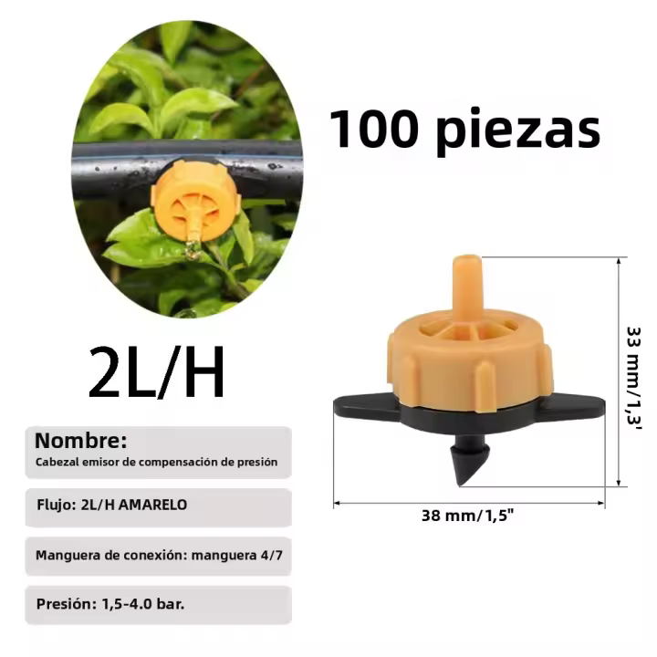 Emisores De Rociador De Compensación De Presión Ajustables 100/200 Pcs Para Riego Por Drip En Jardín Y Césped Microconectores Compensadores De Presión - 1