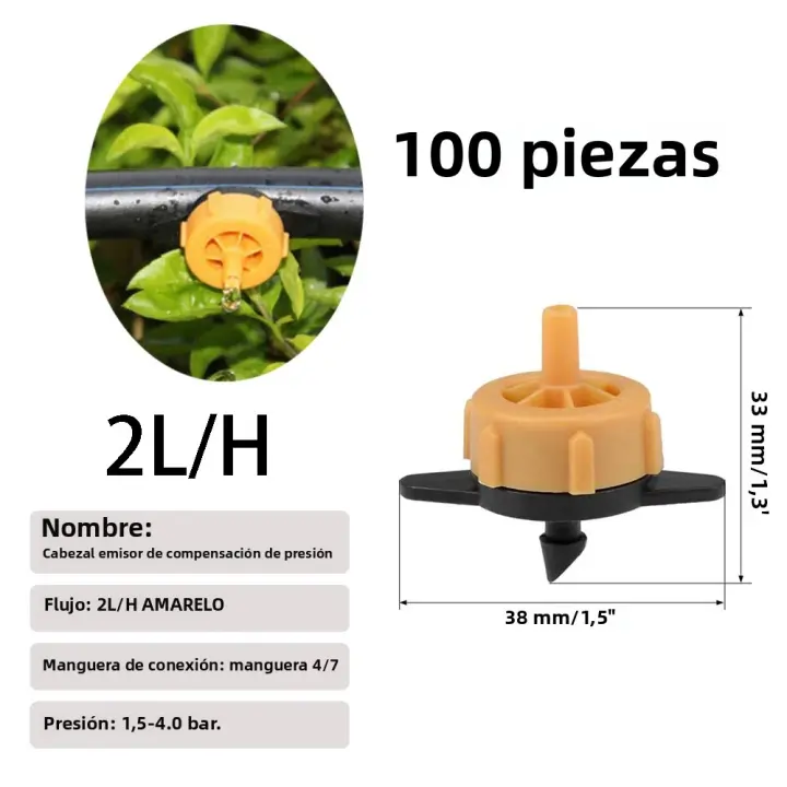 Emisores De Rociador De Compensación De Presión Ajustables 100/200 Pcs Para Riego Por Drip En Jardín Y Césped Microconectores Compensadores De Presión - 1
