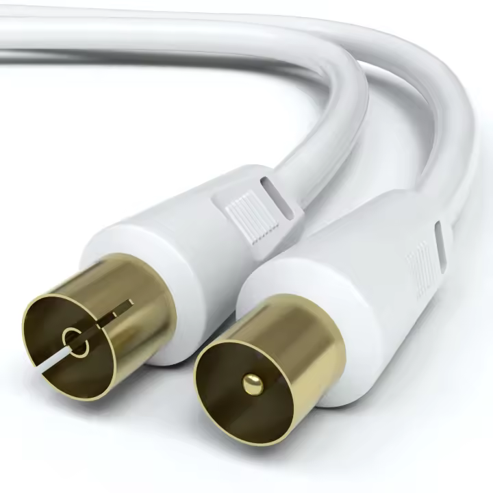 CABLEPELADO Cable Antena TV Macho Hembra recto | Cable coaxial Antena de TV | Cable Antena TV Compatible televisión, decodificador, Tomas de TV | 75 Ohm | Blanco | 2.50 Metros - 1
