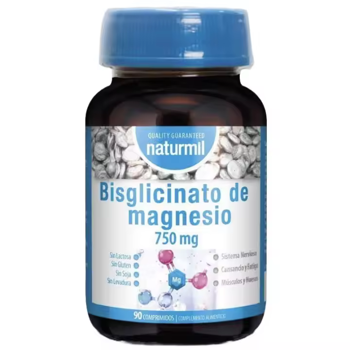 Bisglicinato de Magnesio Naturmil 750mg - 90 Comp. ¡Suplemento de calidad para mejorar tu bienestar! - 1