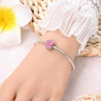 925 Plata Esterlina Romántica Rosa 26 Letras DIY Encantos Bolas Adecuadas Para Pulseras Pandora Joyería Fina Regalo De Cumpleaños - details 7