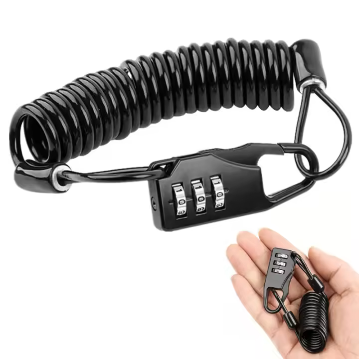 Cable De Seguridad Multifuncional Para Bicicleta De Montaña Moto Y Vehículo Eléctrico Bloqueo De Seguridad Portátil Con Contraseña Negro - 1