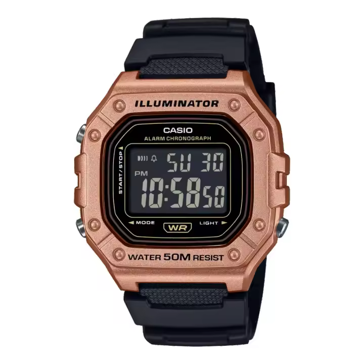 Casio W-218HM-5BV | Reloj Digital Retro con Resistencia al Agua y Diseño Marrón Metálico - 1