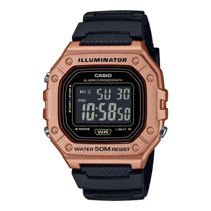 Casio W-218HM-5BV | Reloj Digital Retro con Resistencia al Agua y Diseño Marrón Metálico - 1