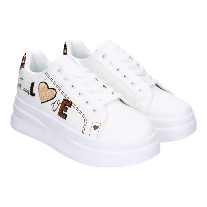 PuntoSalao Zapatillas deportivas planas elegantes para mujer print animal leopardo LHD-115 - 1