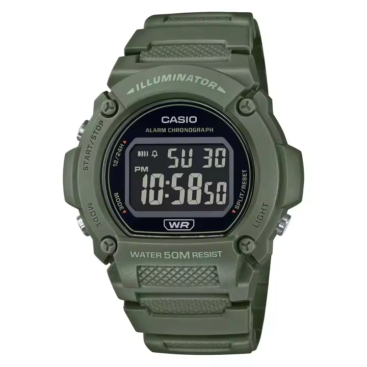 Reloj Deportivo Hombre Casio W-219HC-3BV 50m WR 47.1mm LED Iluminación Alarma Cronógrafo - 1