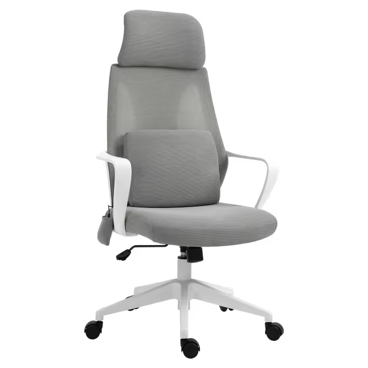 Vinsetto Sillón de Oficina con Función de Masaje Sillón de Masaje Silla Ejecutiva Ergonómica Silla Giratoria Ajustable en Altura Silla Gaming Nylon 62 x 60 x 114-122 cm Gris - 1
