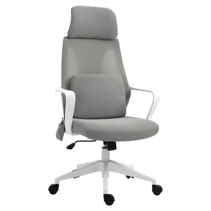 Vinsetto Sillón de Oficina con Función de Masaje Sillón de Masaje Silla Ejecutiva Ergonómica Silla Giratoria Ajustable en Altura Silla Gaming Nylon 62 x 60 x 114-122 cm Gris - 1