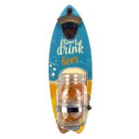 CAPRILO REGALOS & DECORACIÓN Abridor Botellas Pared de Madera y Metal con Bote para Chapas "Tabla Surf-Cerveza". Cuadros y Apliques. Adornos. Destapadores. Regalos Originales. Decoración Hogar. 11,50 x 9 x 33,50 cm - details 0