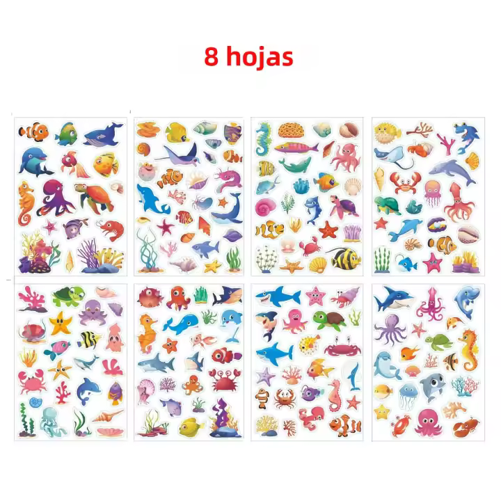Pegatinas Impermeables De Mar Para Niños Decoraciones De Animales Submarinos Para Botellas De Agua Fiestas De Cumpleaños Suministros De Manualidades - 1