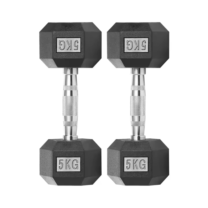 ALLINLIFE Mancuerna Hexagonal De Hierro Fundido Duradera De 2,5-25 Kg Con Revestimiento De Goma Para Gimnasio En Casa Con Mango Ergonómico, Estable Y Versátil - 1