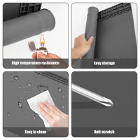 Mesa De Trabajo Plegable De Soldadura De Silicona 60x35cm Resistente a Altas Temperaturas Alfombrilla De Reparación Doble Cara Gris Para Soldadura - details 5