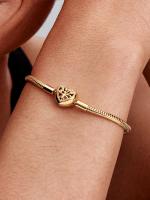 Genealógico-Baño de Oro de 14 Quilates Pandora - Pulsera de Cadena de serpiente con Cierres de corazón y árbol - details 0