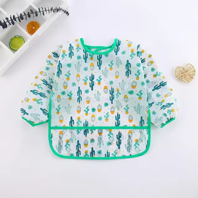 MOV-Babero De Silicona Para Bebé Caoon Impermeable Y Libre De BPA Con Manga Larga Estilo Animal Impresión Para Niños De 0 a 6 Años - 1
