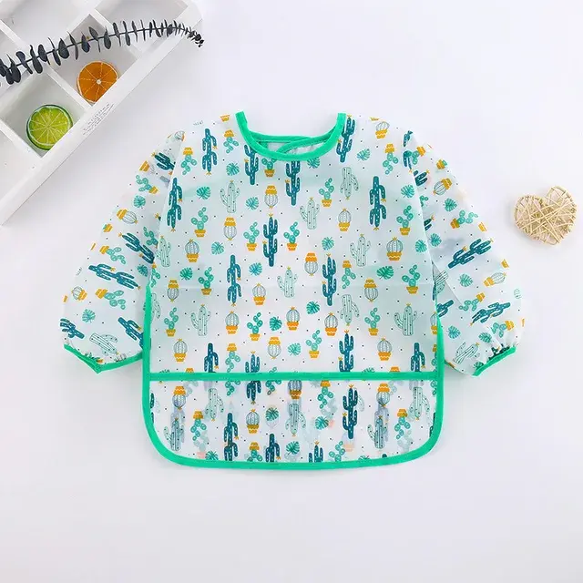 MOV-Babero De Silicona Para Bebé Caoon Impermeable Y Libre De BPA Con Manga Larga Estilo Animal Impresión Para Niños De 0 a 6 Años - 1