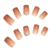 Uñas artificiales de cristal brillante desnudo de cobertura completa, accesorios de manicura DIY, prensa cuadrada - details 7