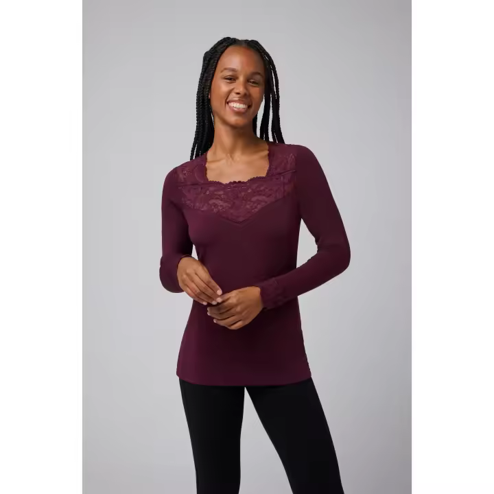 Ysabel Mora - TÉRMICO Camiseta térmica encaje manga larga burdeos - 1