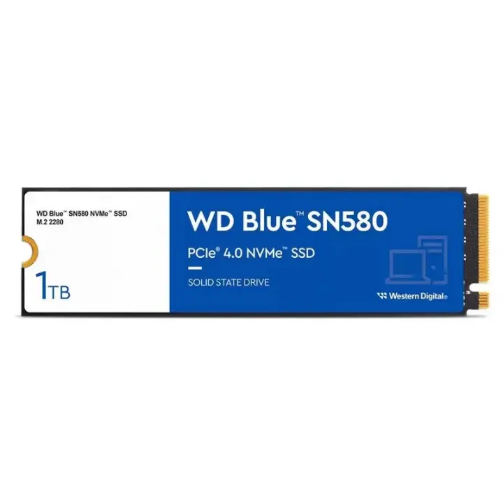Western Digital WD Blue SN580 1TB SSD M.2 Pcie 4.0 Nvme - Almacenamiento Rápido y Eficiente - 1