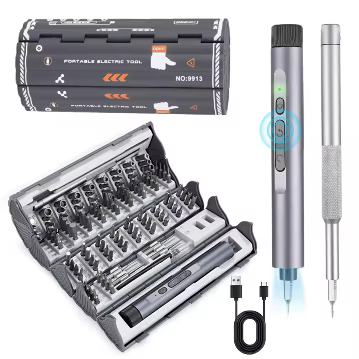 Juego De Destornilladores Eléctricos De Precisión 124 En 1 Multifuncional Con Bits Magnéticos Phillips Y Torx Para Teléfonos Móviles Y Portátiles - 1