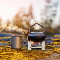 Estufa De Camping Mini De Acero Inoxidable Portátil Y Ligera Para Combustible Liquido Alcohol Estufa De Cera Sólida Para Cocina Al Aire Libre - details 4