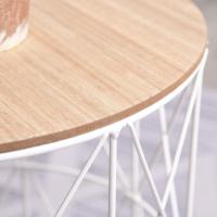 MIRAMAX-Mesa Auxiliar Moderna Con Tapa De Madera Extraíble, Mesitas De Café y Estructura De Metal Para Salón,Dormitorios Ø47x56cm - details 1