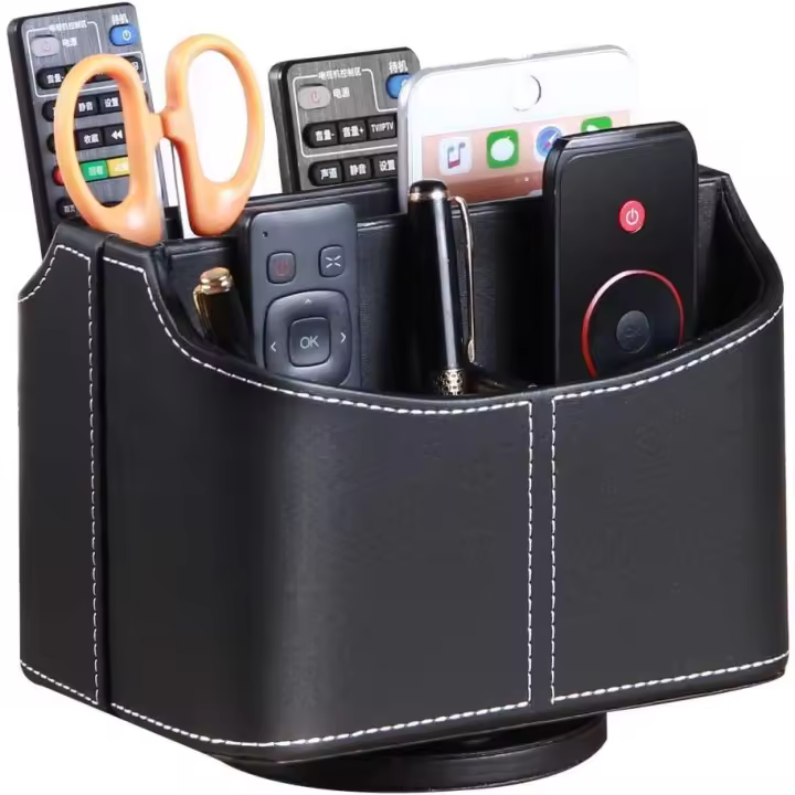 Soporte para control remoto, Caja de almacenamiento para control remoto de TV de cuero - 1