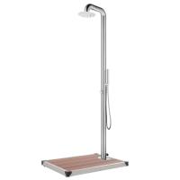 vidaXL Ducha de Jardín con Base 230 cm Acero Inoxidable Soporte Playa Color Gris,  Marrón, y mas - details 1