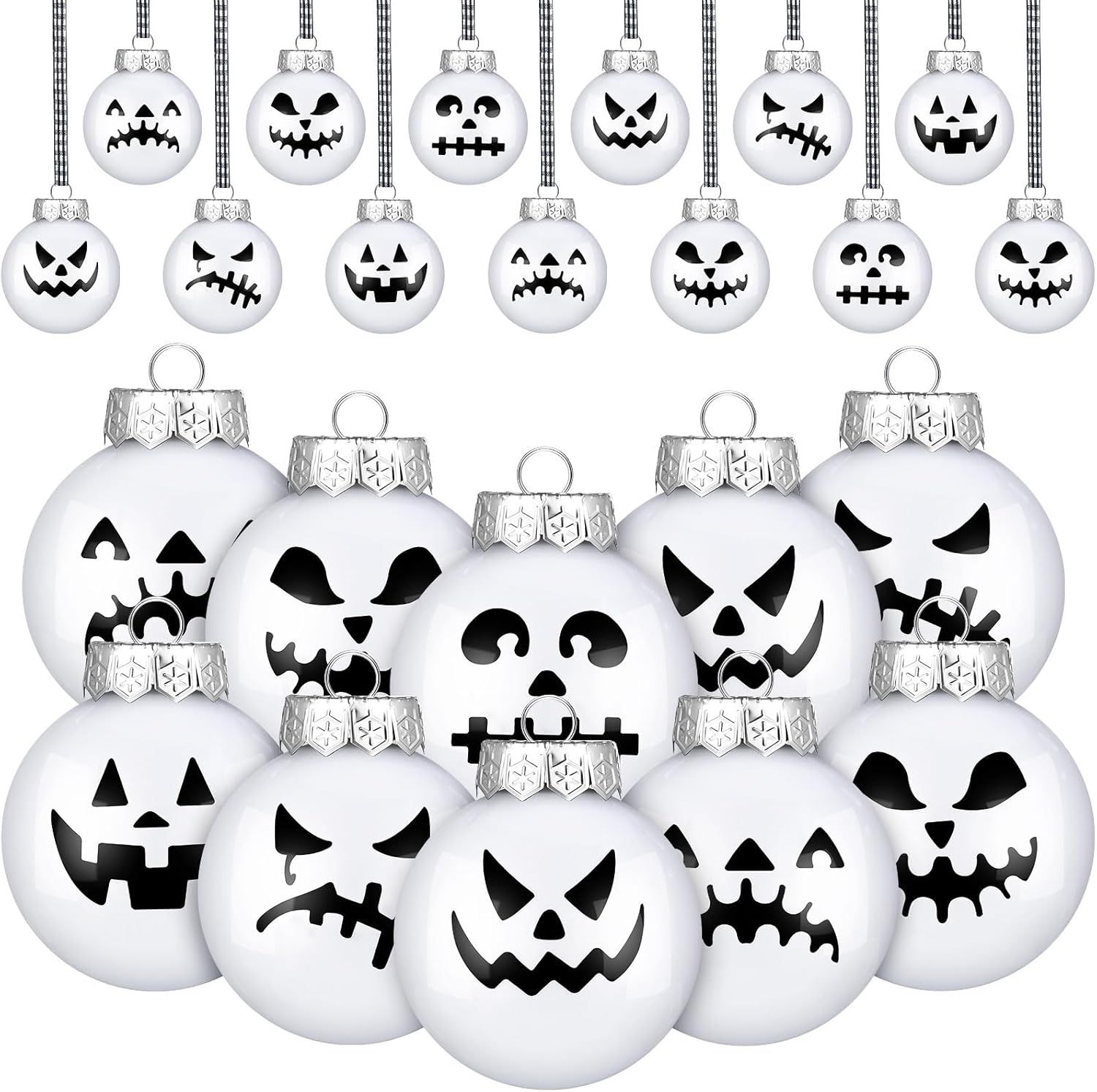 1 Pieza D Adorn par Árbo D Halloween Adorn D Jac 'Bal par árbol Adorn D Hallowee E Blanc Negro decoracione Colgante D Plastic par Hallowee par árbol Hogar Fiest embrujad (Blanco)