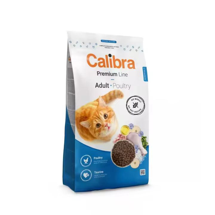 Calibra Cat Premium Line Adult Carne de Ave 2kg / Croquetas – receta de ave para gatos adultos, sin trigo ni soja - 1