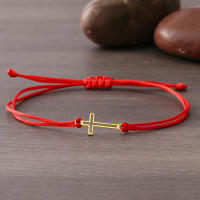 Pulsera De Acero Inoxidable Gótica Con Cruce Hollow Y Cordón Rojo Negro Para Mujer Pulsera De Moda Con Encanto Joyería Regalos - details 6