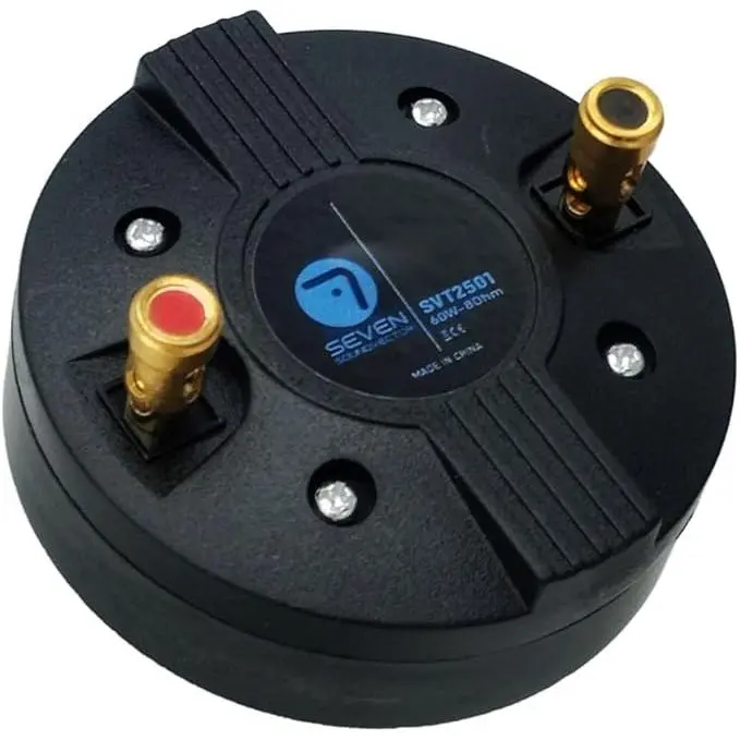 Seven Soundvector SVT3401 Driver de Compresión Tweeter Motor de Agudos Diafragma de Titanio 34mm Rosca 35mm Sensibilidad 107dB Potencia Nominal 40W AES 160W Peak para Altavoces Profesionales de 12" - 1