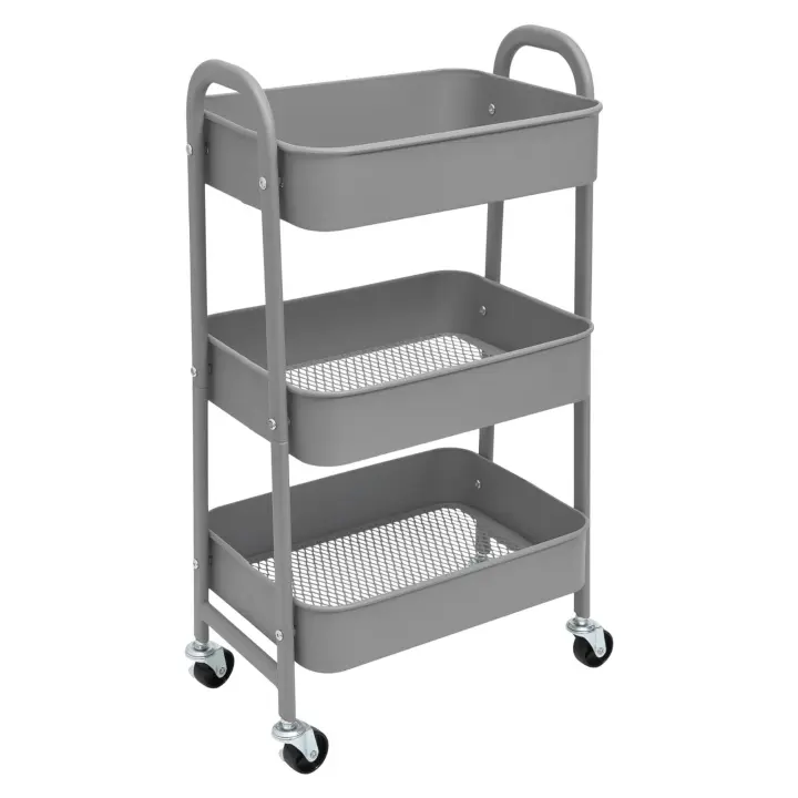 Carro de Almacenamiento Carrito Auxiliar con Ruedas Carro Cocina Carro Servicio Carrito Metalico con Ruedas 3 Niveles Carro Rodante Carro Organizador para Dormitorio Baño Oficina,Carrito de cocina o multiuso de tres niveles con rueda (FRUTA-002 1690 2090) - 1