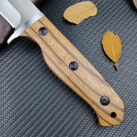 Cuchillo Fijo HUAAO FC5029 Con Hoja De Acero Inoxidable 5c13Mov Y Mango De Madera Hoja De Acero Laminado En Hoja Cubierta De Cuero PU Para Supervivencia Al Aire Libre Y Caza Para Hombres - details 2