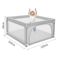 Parque infantil para bebés 120*120*66cm con 50 bolas con puerta protectora de red transpirable juego para bebés gris oscuro - details 3