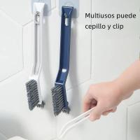 Cepillo De Limpieza Multifuncional Para Esquinas Y Ganchos 2-en-1 Para Pisos Y Baños Material Plástico Ecológico Blanco/Azul - details 2