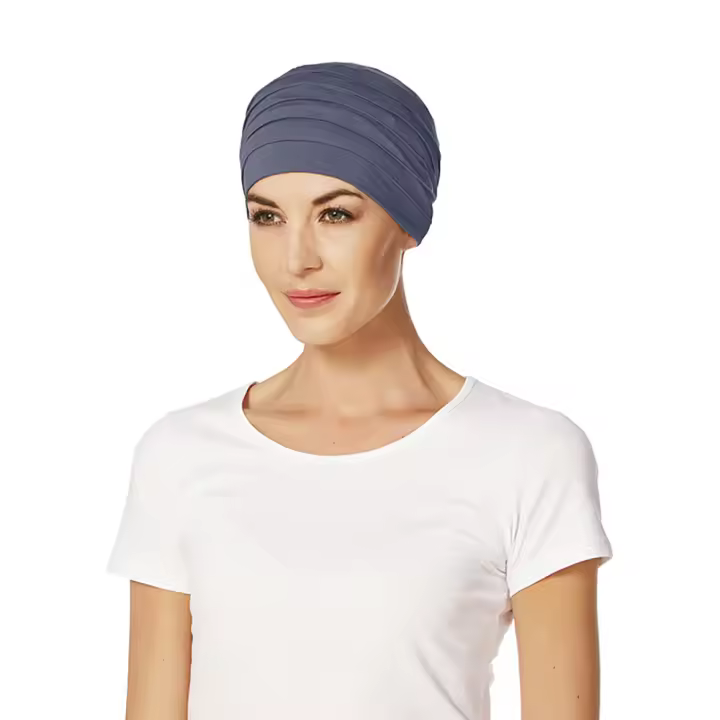 Christine Headwear Yoga Turban 1000-0168 Turbante de Bambú Azul - Pañuelo Gorro Oncológico de Diseño para la Cabeza - 1