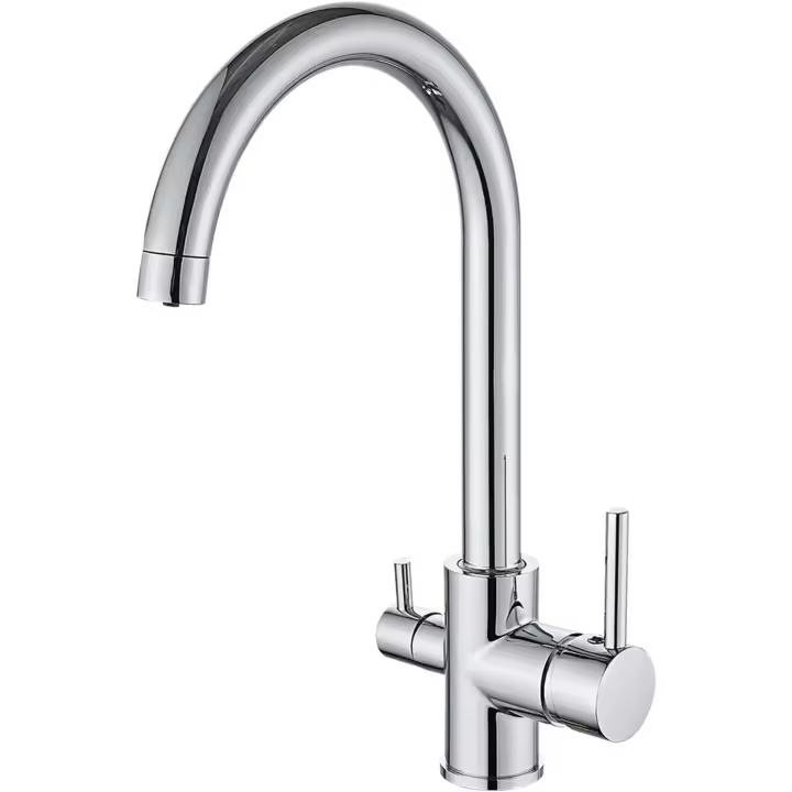 Auralum Grifos Cocina Fregadero Osmosis 3 Vías with Dos Salidas, Grifo Agua Potable, Grifo Fregadero with Aireado, 360 ° Giratory, Chromium - 1