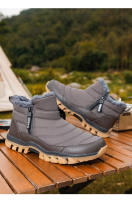 Botas De Invierno Calientes Para Hombres Botas De Nieve Antideslizantes Transpirables De Senderismo Botas De Algodón Desnudas - details 17