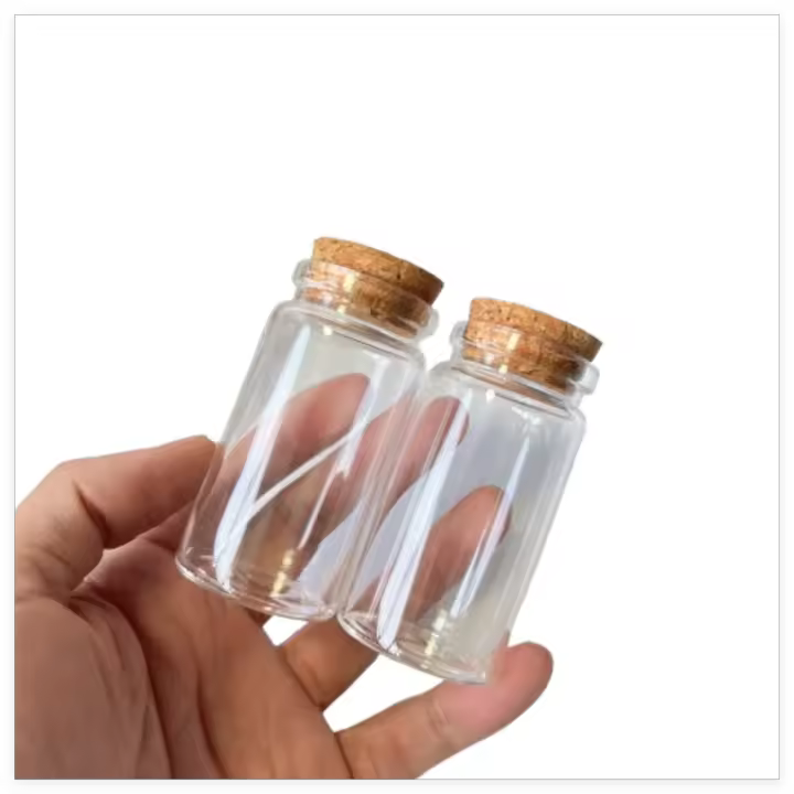 Botellas De Vidrio Pequeñas Con Tapa De Tuerca 50ml 12 Piezas 26x37x70mm Jars Viales Botellas De Prueba Con Fondo Plano Para El Mercado De Arte Y Manualidades - 1